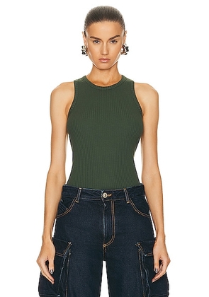 THE ATTICO Ribbed Tank in Ivy Green - Green. Size 36 (also in ).