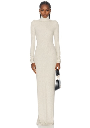 Eterne Long Sleeve Turtleneck Maxi Dress in Heather Oatmeal - Beige. Size L (also in ).