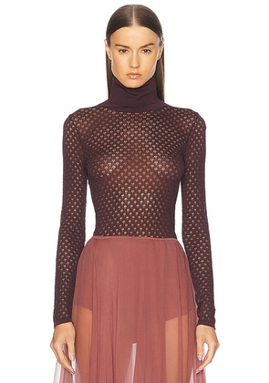 Chloe Knit Long Sleeve Top in Burgundy - Burgundy. Size L (also in ).