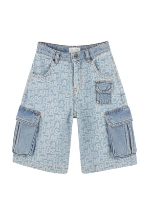 Little Marc Jacobs All-Over Jacquard Logo Denim Shorts