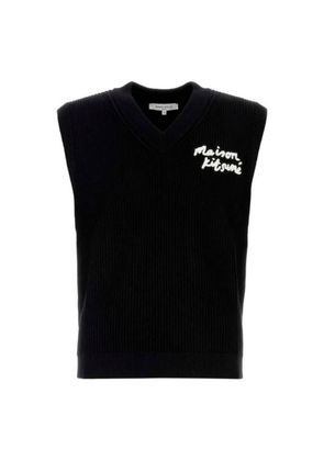 Maison Kitsune Handwriting Embroidery Ribbed Knit Vest