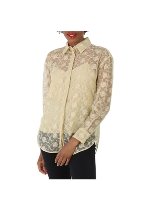 Burberry Pale Yellow Pattern Kestrel Lace Top