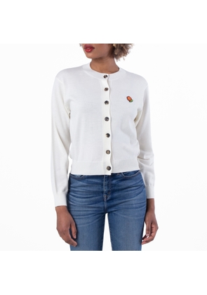 Kenzo Embroidered Crewneck Wool Cardigan