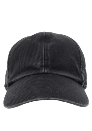 Saint Laurent Washed Denim Cassandre Cap