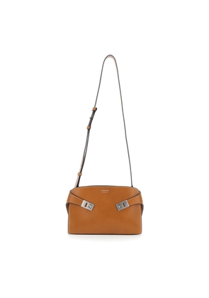 Ferragamo Messenger Hug Brown Shoulder Bag With Logo Lettering And Gancini Buckles In Leather Man