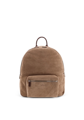 Kiton Suede Backpack With Engraved Logo