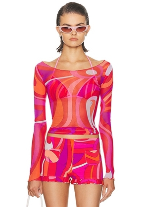 Emilio Pucci Long Sleeve Top in Corallo & Fuxia - Pink. Size 44 (also in ).