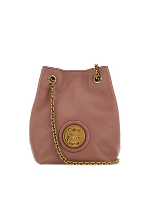 Chloé Antiqued Pink Leather Horse Medal Bucket Bag