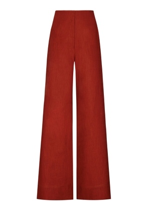Andres Otalora El Sol Mid-Rise Linen Wide-Leg Pants - Moda Operandi