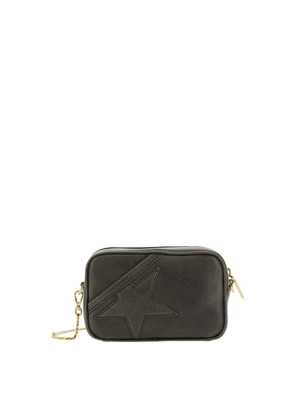 Golden Goose Black Crossbody Bag With Removable Chain-Link Shoulder Strap And Star Patch On The Front In Leather Woman