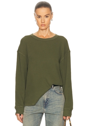 DONNI. The Thermal Crewneck Top in Oregano - Army. Size XS (also in ).