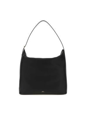 A.P.C. Black Leather Maxi Vera Shopping Bag