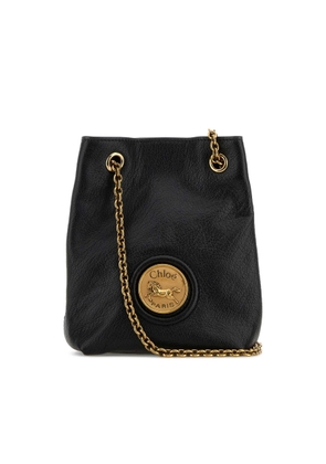 ChloÃ© Black Leather Horse Medal Bucket Bag