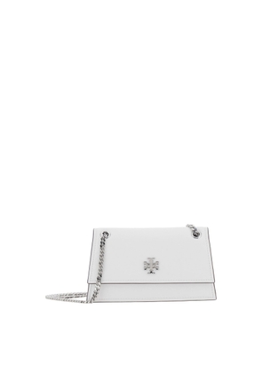 Tory Burch Kira White Shoulder Bag With Chain Strap And Metallic Logo On The Front In Leather Woman