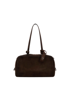 Balenciaga Dark Brown Suede Medium Carrie Shoulder Bag