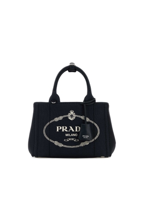 Prada Dark Blue Canvas Small Prada Jardiniere Re Handbag