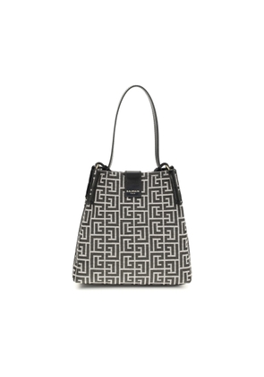 Balmain Release Jacquard And Leather Bucket Bag