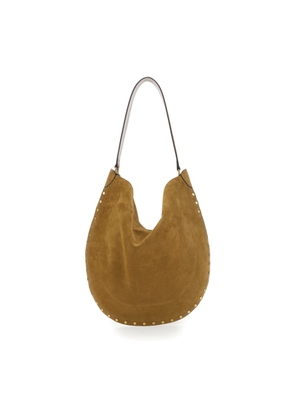 Isabel Marant oskan Hobo Beige Shoulder Bag With Studs Trim In Suede