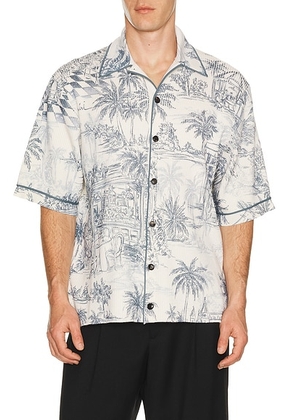 Amiri Chateau Palms Camp Shirt in Alabaster - Ivory. Size L (also in M, S, XL/1X).