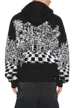 Amiri Chateau Sketch Zip Hoodie in Black - Black. Size L (also in M, S, XL/1X).