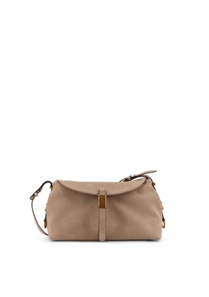 Pinko Suede Crossbody Bag With Metal Detail With Engraved Logo