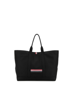 Thom Browne Black Leather Shopping Bag