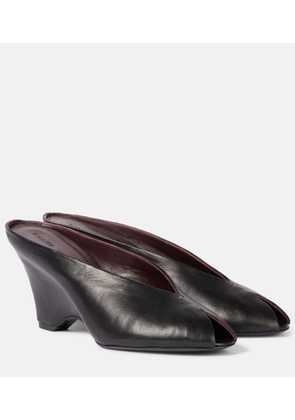 Khaite Cloak 75 leather peep-toe wedge mules