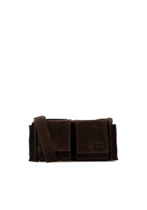 Miu Miu Dark Brown Suede Utilitaire Crossbody Bag