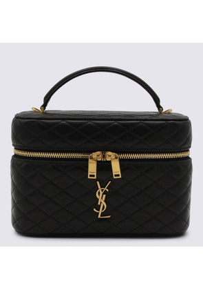 Saint Laurent Black Leather Ysl Gaby Vanity L Top Handle Bag