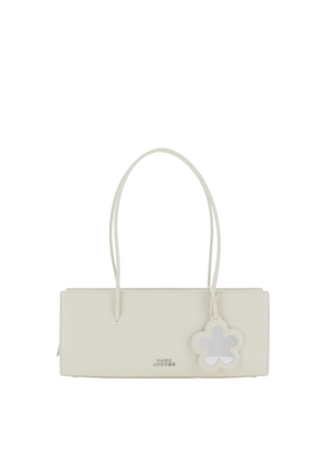 Marc Jacobs The Mirror Satchel White Shoulder Bag With Front Logo And Flower Charm In Leather Woman