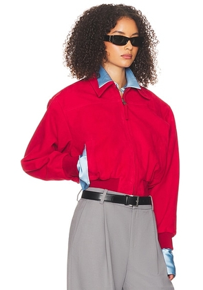 Helsa The Suede Zip Bomber in Rouge - Red. Size XS (also in ).
