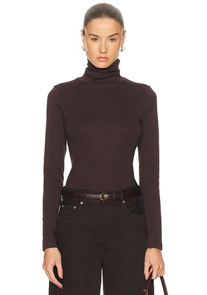 FLORE FLORE Dinah Turtleneck Top in Choco Plum - Chocolate. Size S (also in XS).