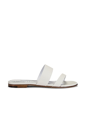 Manolo Blahnik Serrato Sandal in Blanc de Blanc - White. Size 37.5 (also in ).