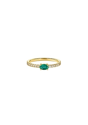 ISA GRUTMAN Oval Emerald Diamond Pave Ring in Yellow Gold - Metallic Gold. Size 7 (also in ).