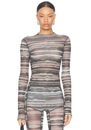 KNWLS Halcyon Top in Bleach Stripe - Grey. Size XS (also in ).