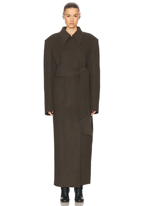 KHAITE Lea Coat in Army Melange - Olive. Size M (also in ).