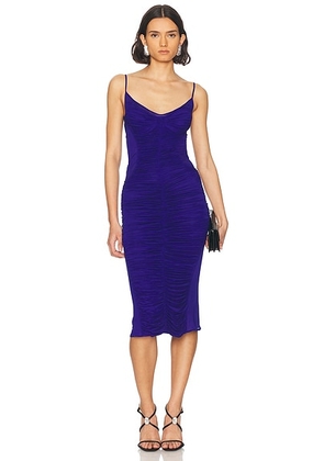 Mugler Ruched Midi Dress in Ultra Blue - Blue. Size 40 (also in ).