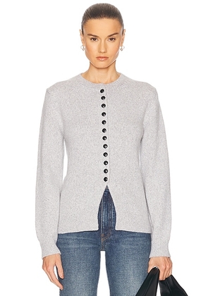 KHAITE Josette Cashmere Cardigan in Dove - Grey. Size S (also in ).