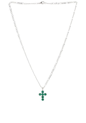 MAPLE Cross Chain in Silver & Emerald - Metallic Silver. Size 50cm (also in 60cm).