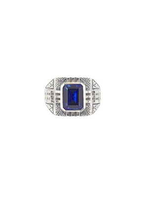 MAPLE Gazzi Signet in Silver 925 & Sapphire - Metallic Silver. Size 10 (also in 11, 8, 9).