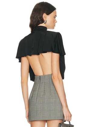 Mugler Draped Backless Bodysuit in Black - Black. Size 42 (also in ).
