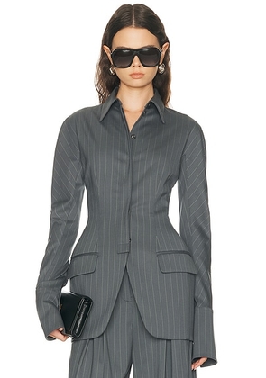 Mugler Tailored Blazer in Grey & White - Grey. Size 38 (also in ).