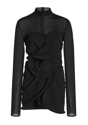 Magda Butrym Gathered Mesh-Paneled Stretch-Wool Mini Dress - Moda Operandi