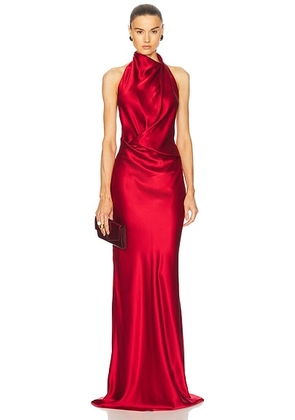 The Sei Halter Drape Bias Gown in Cherry - Red. Size 0 (also in ).