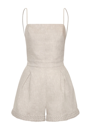 Andres Otalora Puertos Lejanos Embellished Linen Jumpsuit - Moda Operandi