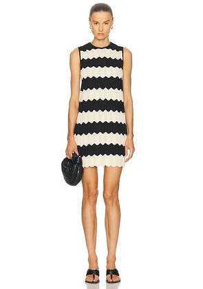 SIMONMILLER Moji Knit Mini Dress in Black & Macadamia Wave Stripe - Black,White. Size XS (also in ).