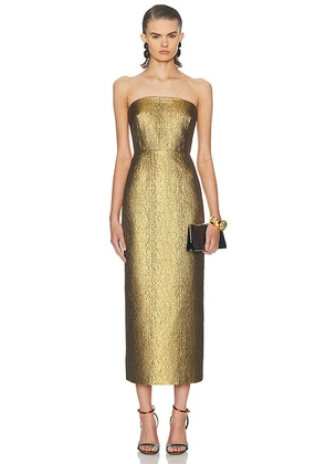 SIMONMILLER Verdelle Metallic Midi Dress in Star Gold - Metallic Gold. Size 8 (also in 2, 4, 6).