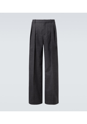 Saint Laurent Low-rise wool chine wide-leg pants