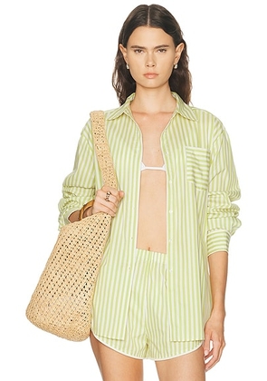 Solid & Striped The Avril Button Down Shirt in Guava - Green. Size L (also in M, S, XL, XS).