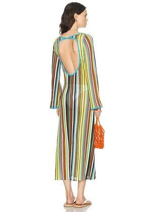 Staud Lorena Dress in Skate Stripe - Brown,Blue. Size M (also in S, XS).